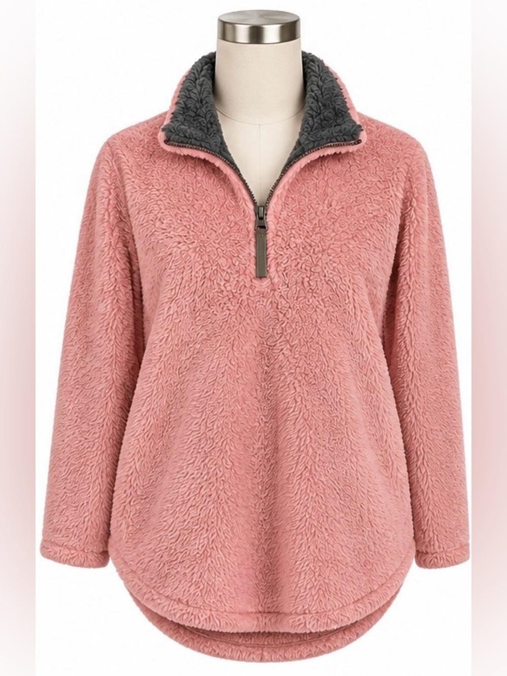 Charles River Apparel Pink Sherpa Quarter Zip Pullover Jacket Large Cozy - Picture 4 of 14